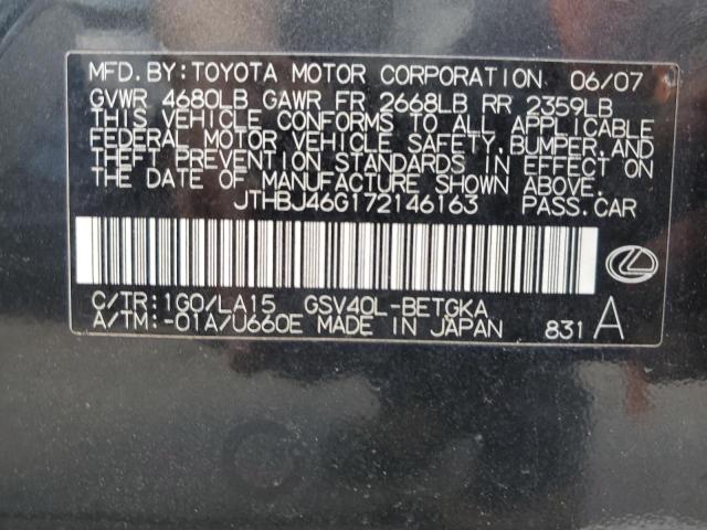 2007 Lexus Es 350 VIN: JTHBJ46G172146163 Lot: 60700054