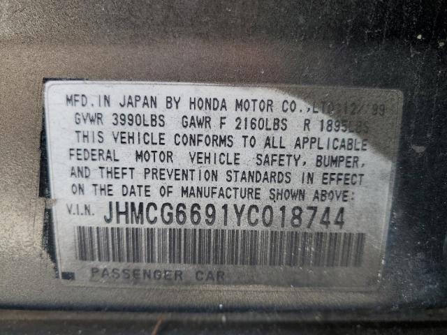 2000 Honda Accord Se VIN: JHMCG6691YC018744 Lot: 59479364