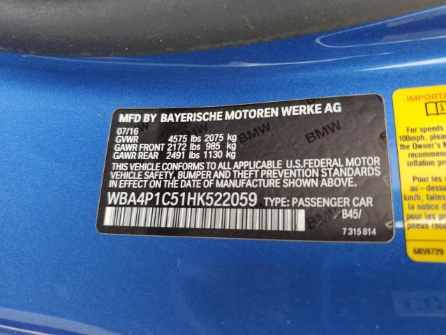 VIN WBA4P1C51HK522059 2017 BMW 4 Series, 440I no.13