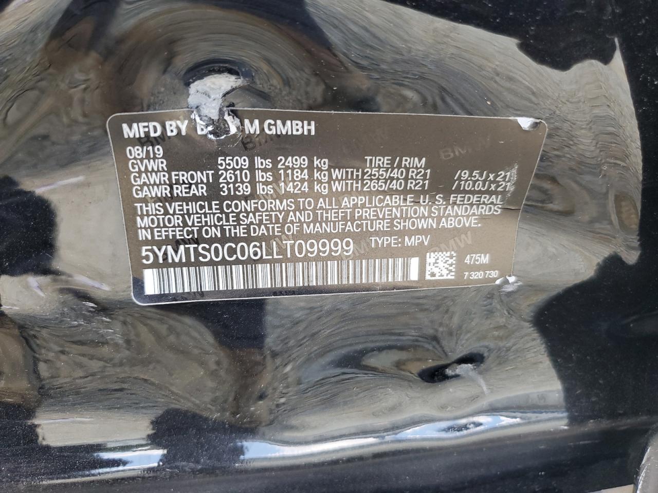 5YMTS0C06LLT09999 2020 BMW X3 M Competition