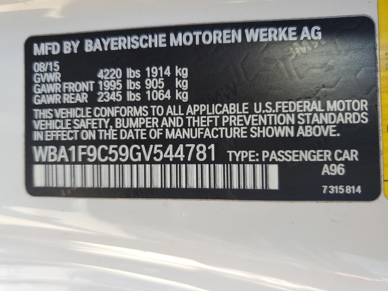 WBA1F9C59GV544781 2016 BMW 228 I Sulev