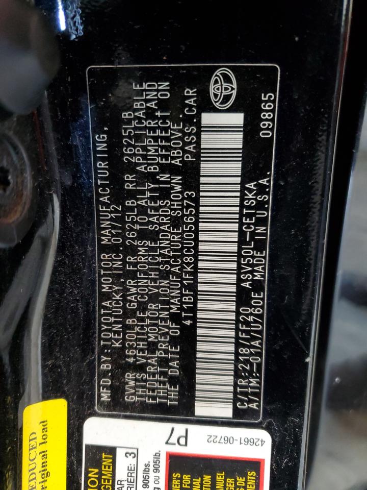 4T1BF1FK8CU056573 2012 Toyota Camry Base