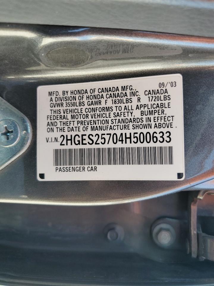 2HGES25704H500633 2004 Honda Civic Ex