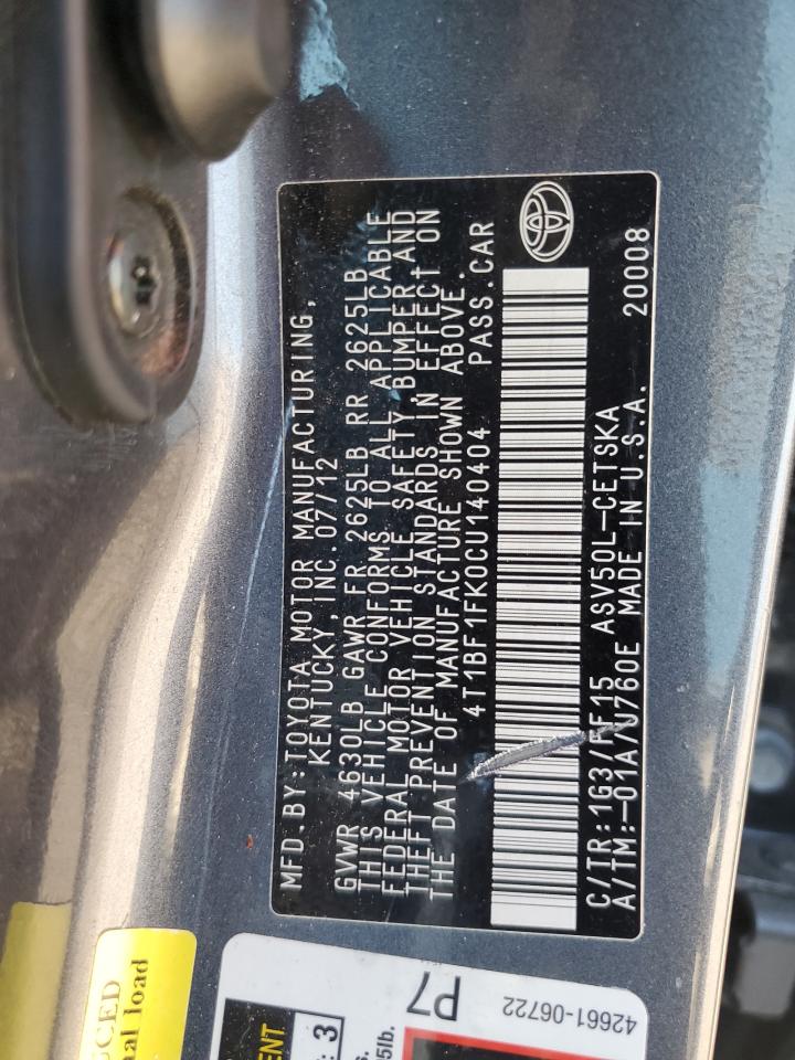 4T1BF1FK0CU140404 2012 Toyota Camry Base