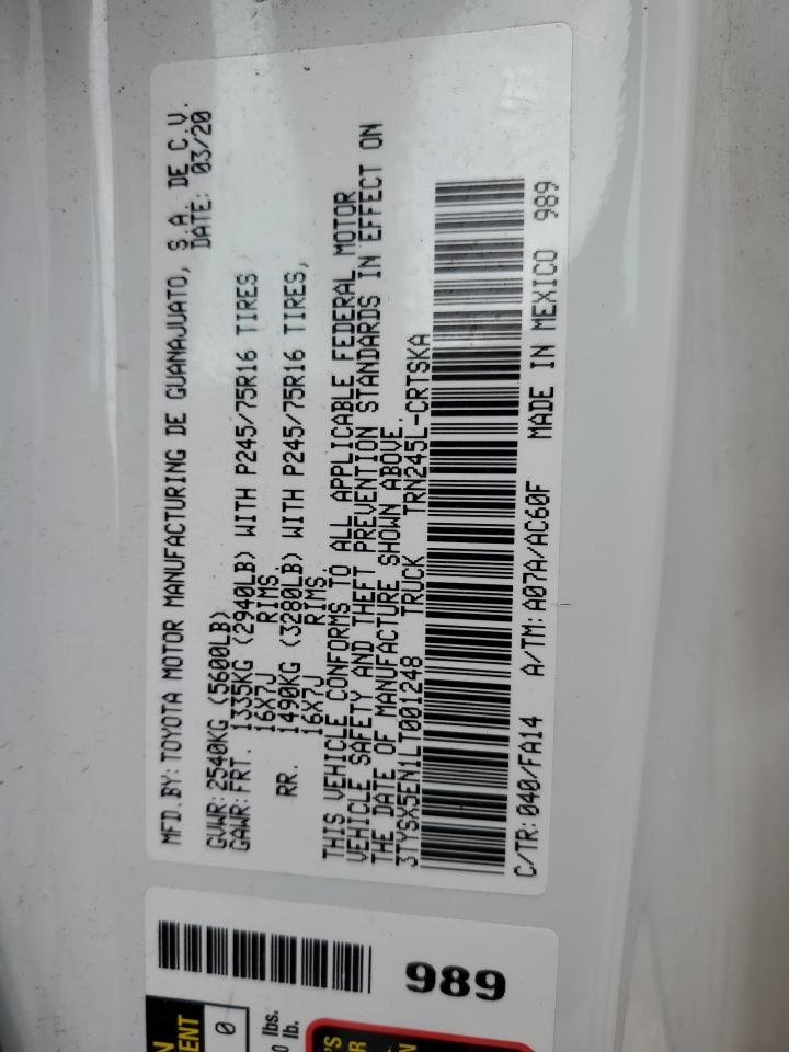 3TYSX5EN1LT001248 2020 Toyota Tacoma Access Cab