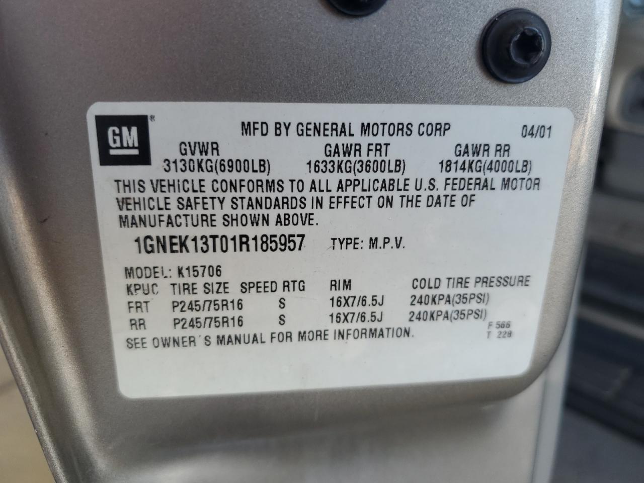 1GNEK13T01R185957 2001 Chevrolet Tahoe K1500