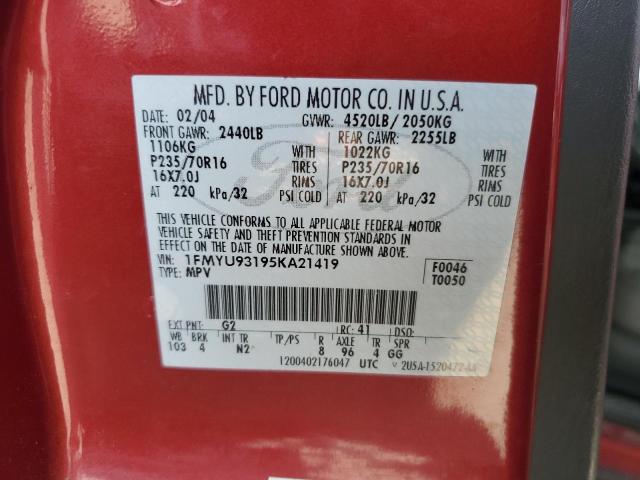 2005 Ford Escape Xlt VIN: 1FMYU93195KA21419 Lot: 58471824