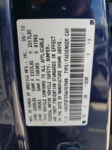 2010 Honda Accord Lx VIN: 1HGCP2F37AA167989 Lot: 58412484