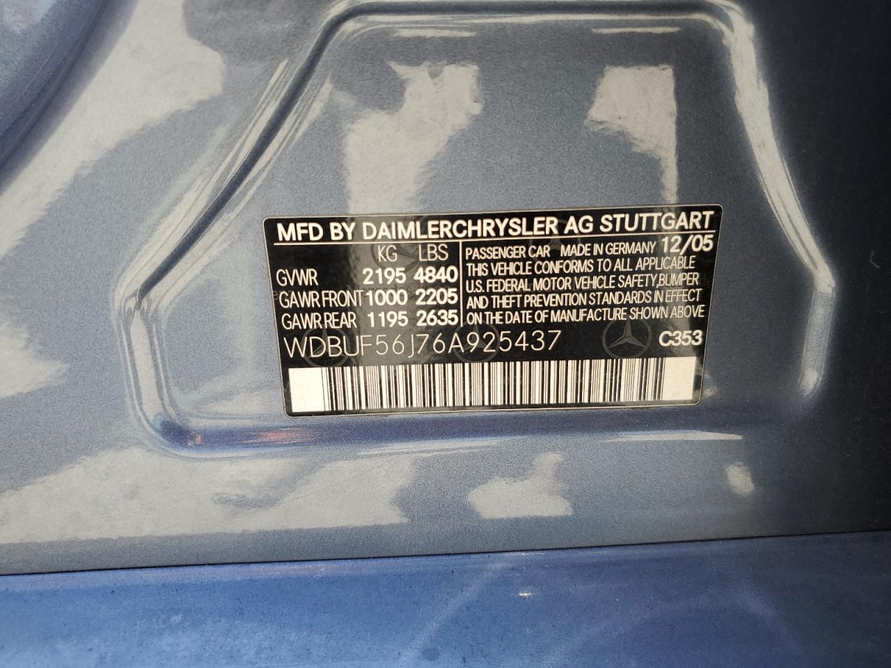 WDBUF56J76A925437 2006 Mercedes-Benz E 350