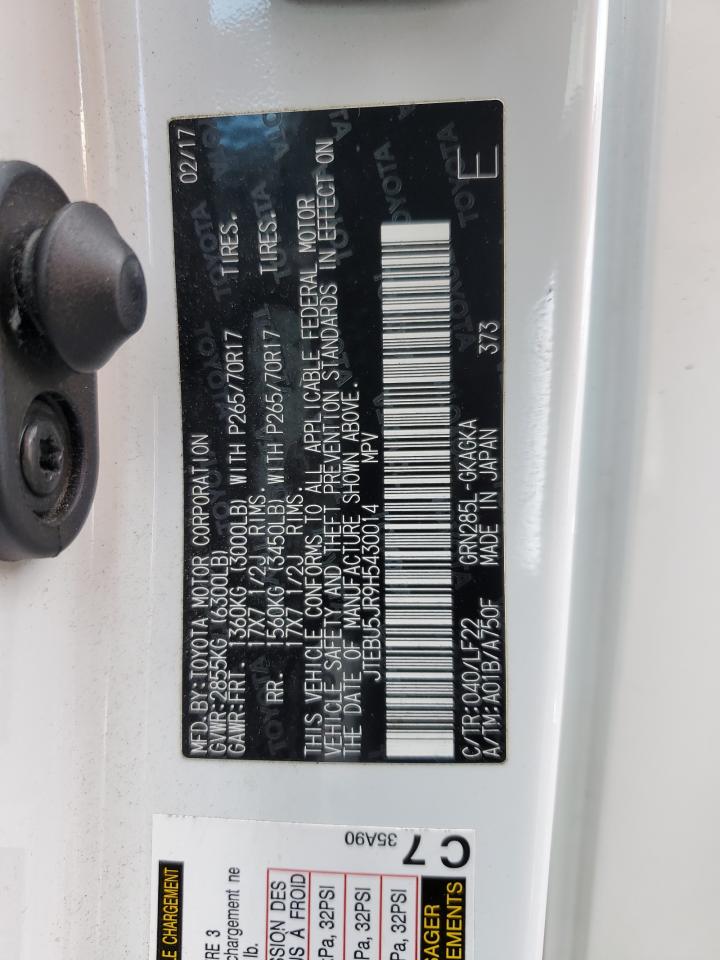 JTEBU5JR9H5430014 2017 Toyota 4Runner Sr5/Sr5 Premium