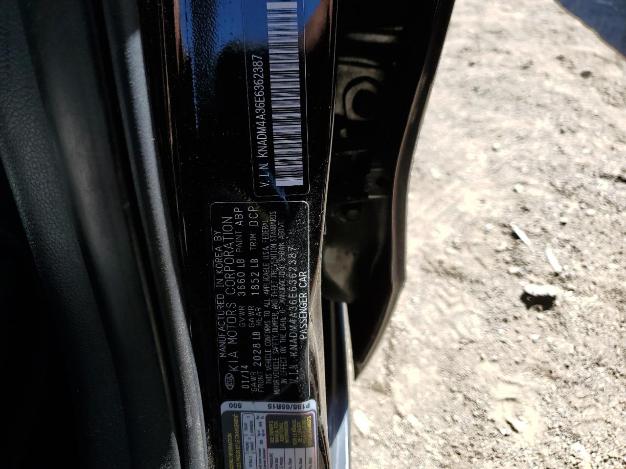 KNADM4A36E6362387 2014 Kia Rio Lx