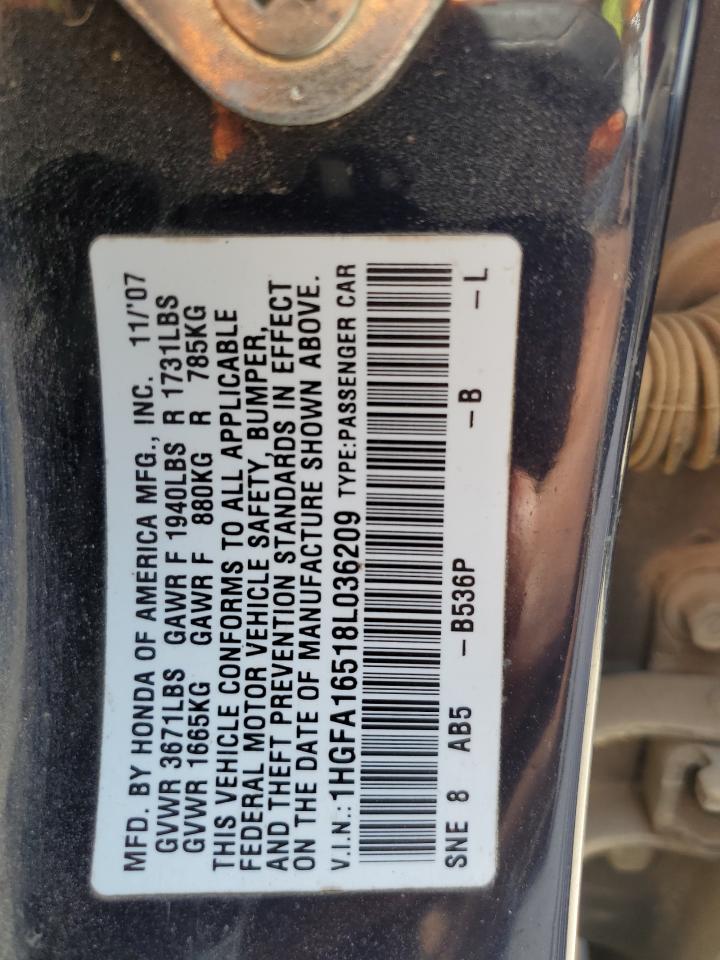 1HGFA16518L036209 2008 Honda Civic Lx