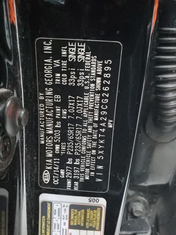 5XYKT4A29CG262895 2012 Kia Sorento Base