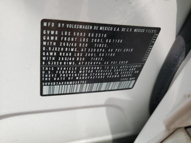 2022 Volkswagen Tiguan Sel R-Line VIN: 3VV4B7AX3NM035752 Lot: 59308214