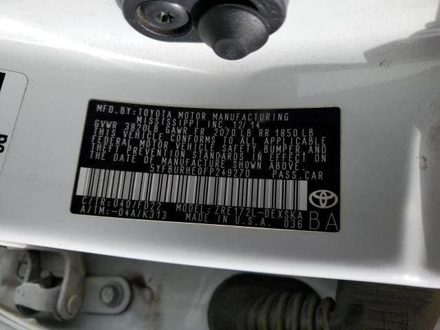 2015 TOYOTA COROLLA L - 5YFBURHE0FP249270
