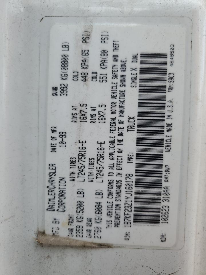 1B7KF23Z1YJ160178 2000 Dodge Ram 2500