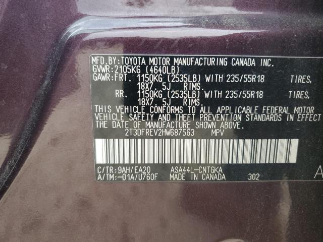 2017 Toyota Rav4 Limited VIN: 2T3DFREV2HW687563 Lot: 59855274