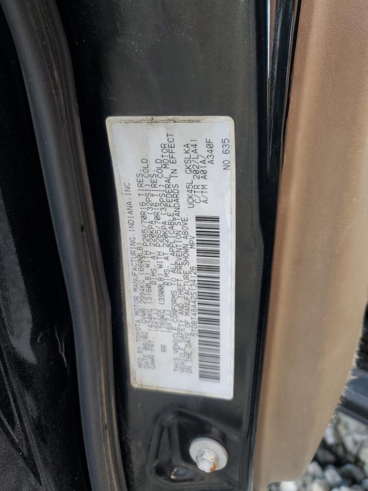 5TDBT48A42S134126 2002 Toyota Sequoia Limited