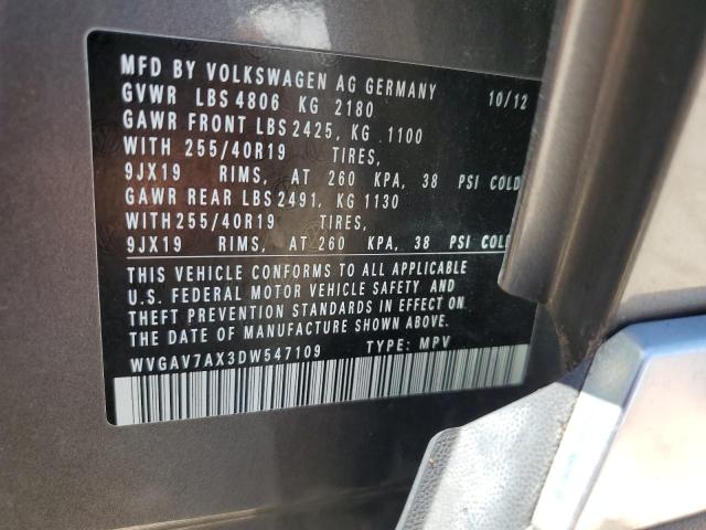 2013 Volkswagen Tiguan S VIN: WVGAV7AX3DW547109 Lot: 57923164