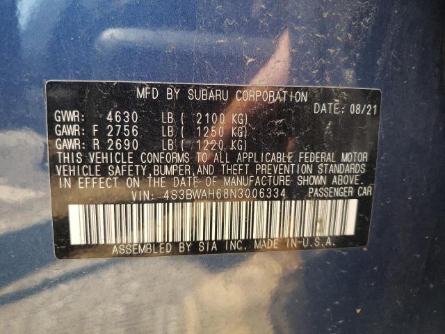2022 SUBARU LEGACY SPO 4S3BWAH68N3006334