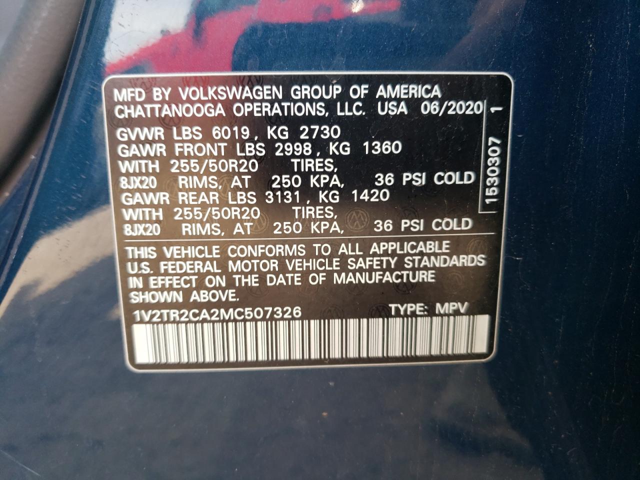 1V2TR2CA2MC507326 2021 Volkswagen Atlas Sel Premium