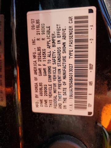 2008 Acura Tl Type S VIN: 19UUA76548A013027 Lot: 58682284