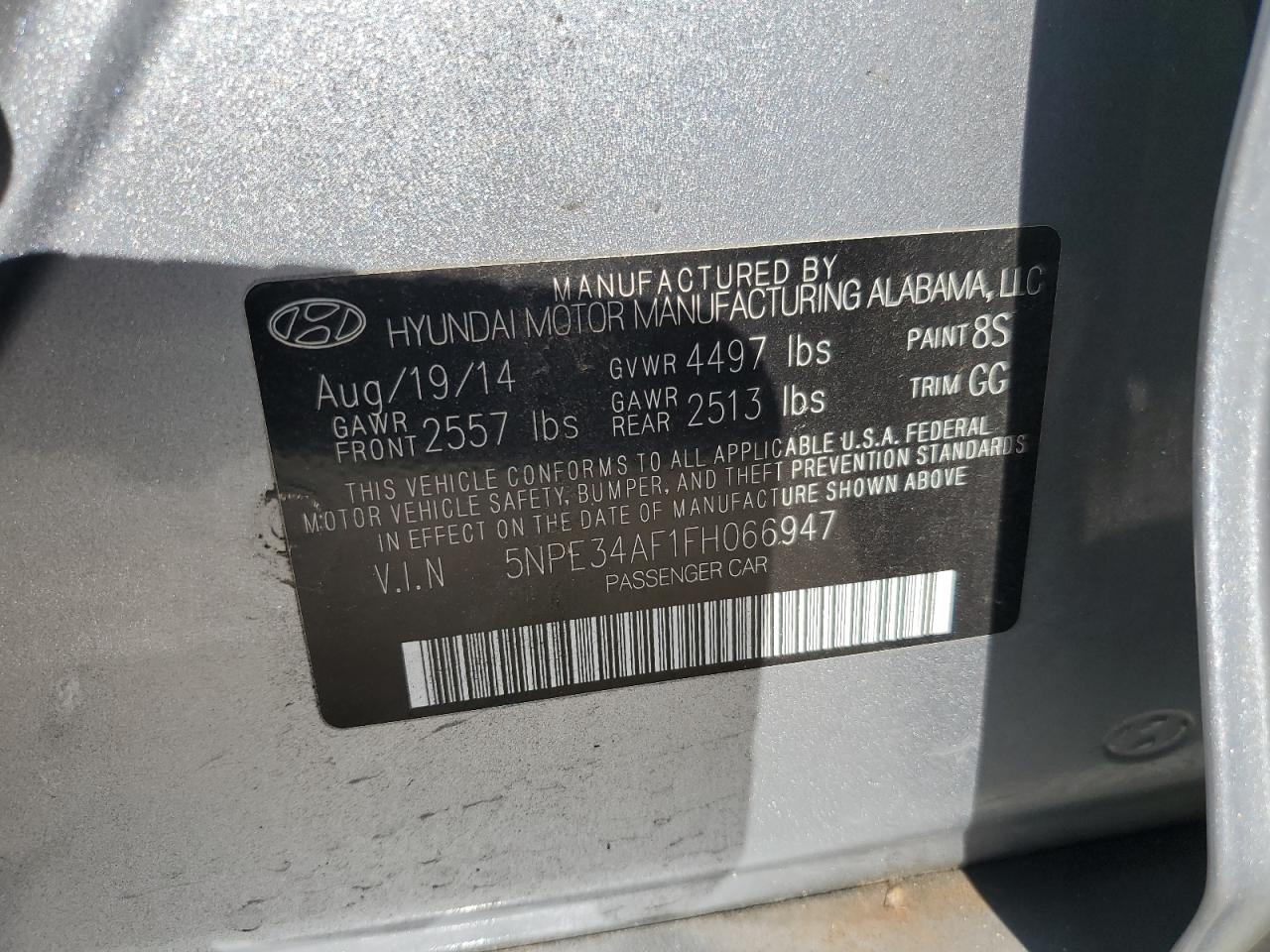 2015 Hyundai Sonata Sport vin: 5NPE34AF1FH066947