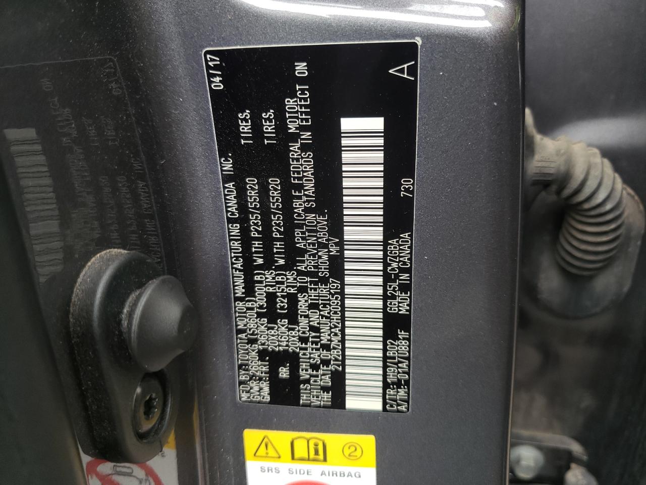 2T2BZMCA2HC095197 2017 Lexus Rx 350 Base