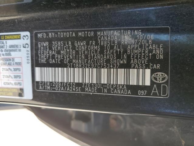 2007 Toyota Corolla Ce VIN: 2T1BR32E97C753437 Lot: 57337744