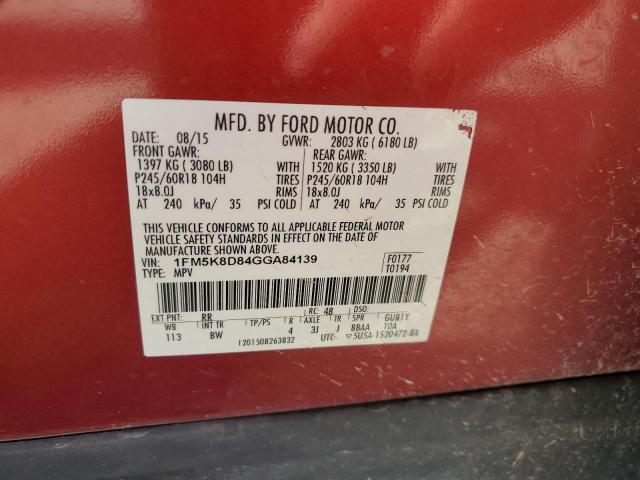 2016 Ford Explorer Xlt VIN: 1FM5K8D84GGA84139 Lot: 58345634