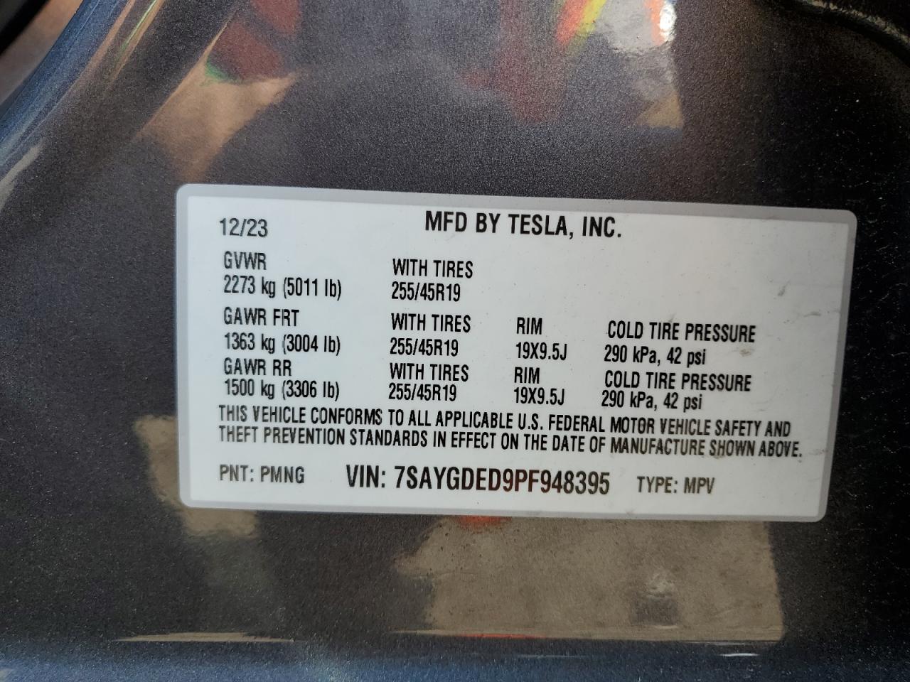 7SAYGDED9PF948395 2023 Tesla Model Y