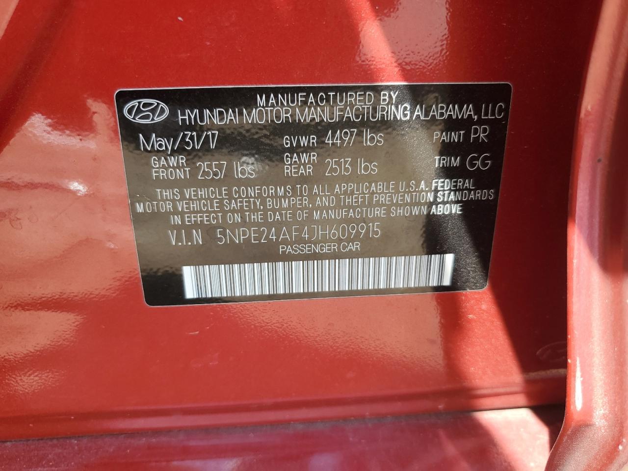 5NPE24AF4JH609915 2018 Hyundai Sonata Se