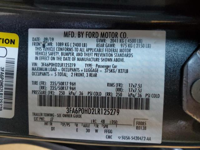 VIN 3FA6P0HD2LR125279 2020 Ford Fusion, SE no.12