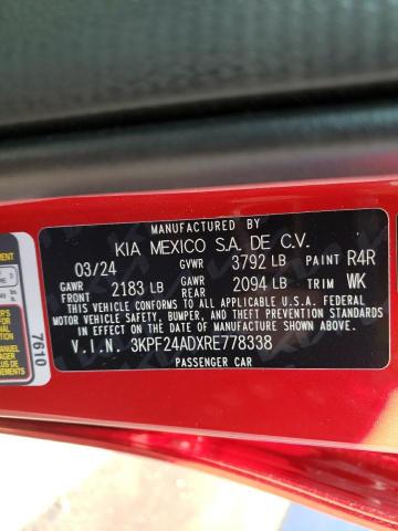 2024 Kia Forte Lx VIN: 3KPF24ADXRE778338 Lot: 58602444