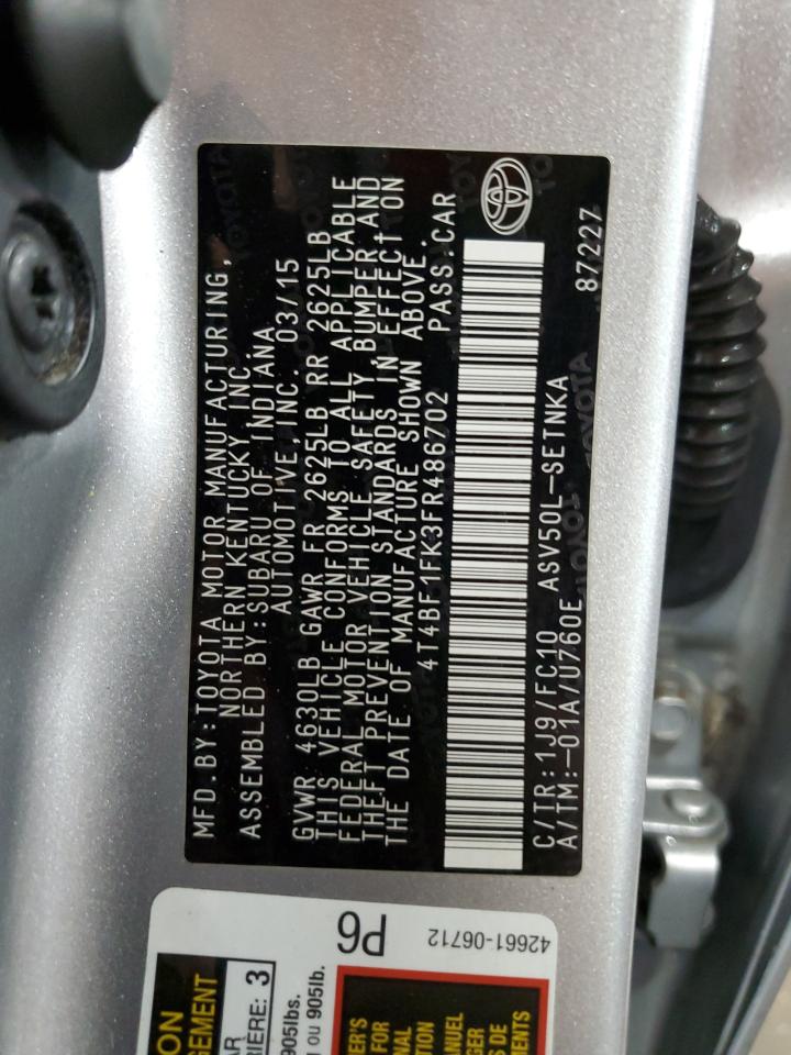 4T4BF1FK3FR486702 2015 Toyota Camry Le