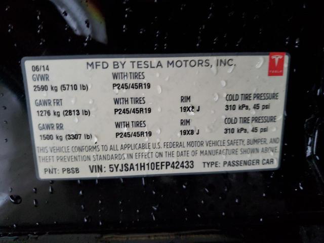 2014 Tesla Model S VIN: 5YJSA1H10EFP42433 Lot: 58980074