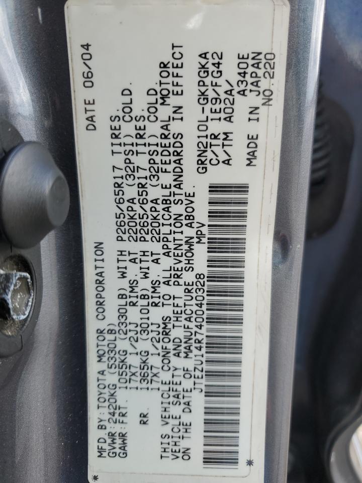 JTEZU14R740040328 2004 Toyota 4Runner Sr5