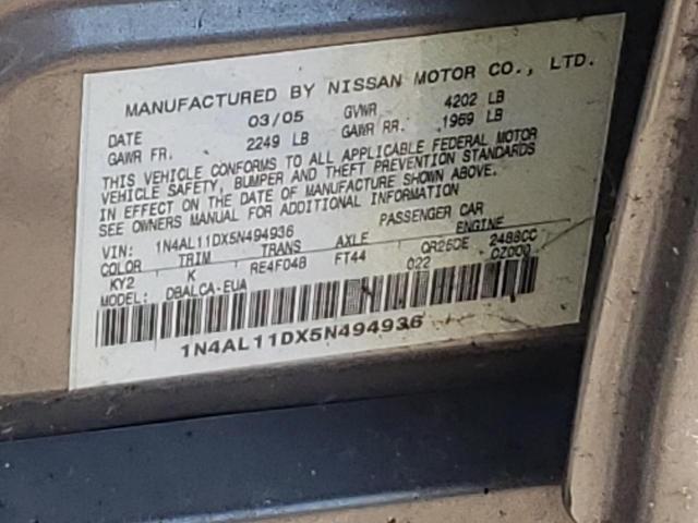 2005 Nissan Altima S VIN: 1N4AL11DX5N494936 Lot: 58914464