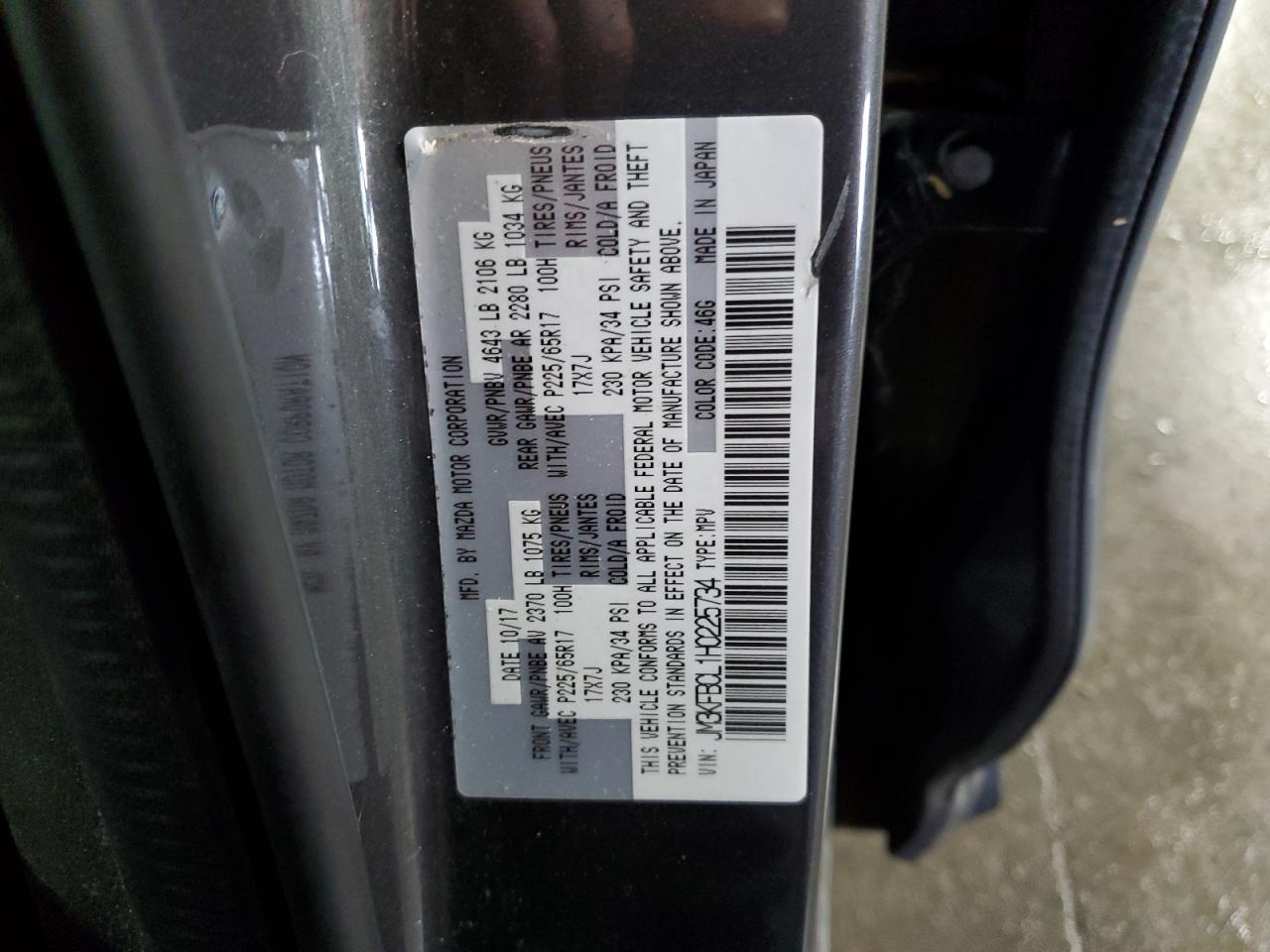JM3KFBCL1H0225734 2017 Mazda Cx-5 Touring