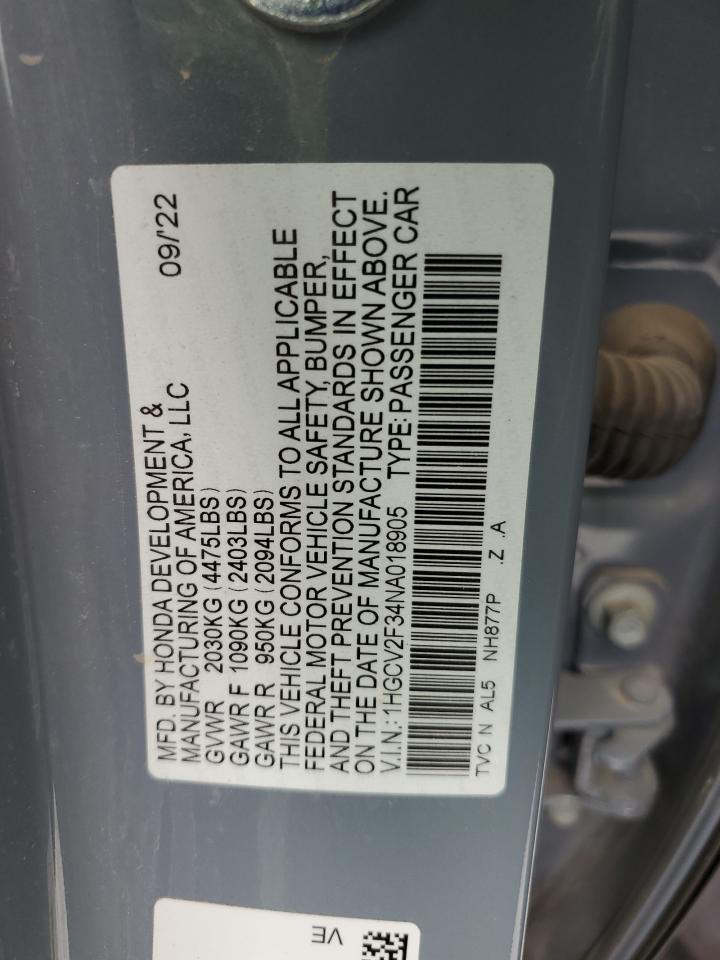 1HGCV2F34NA018905 2022 Honda Accord Sport