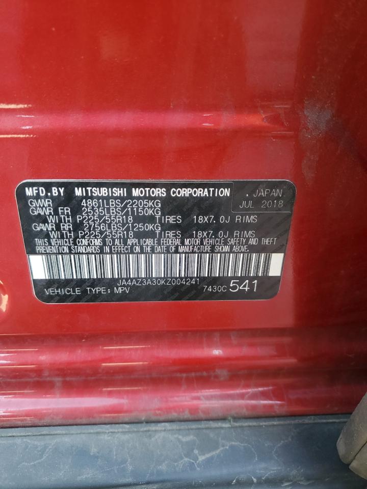 JA4AZ3A30KZ004241 2019 Mitsubishi Outlander Se