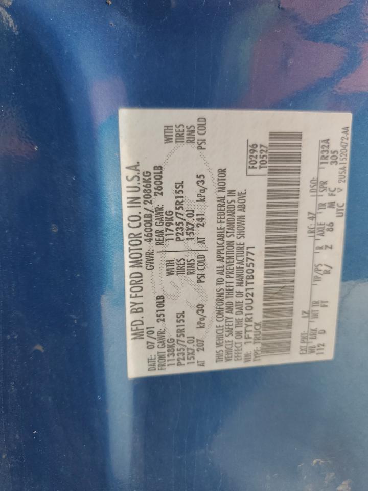 1FTYR10U21TB05771 2001 Ford Ranger