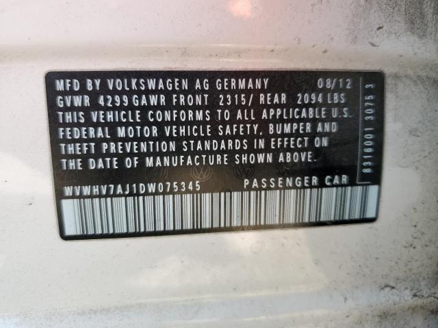 2013 Volkswagen Gti VIN: WVWHV7AJ1DW075345 Lot: 56317544