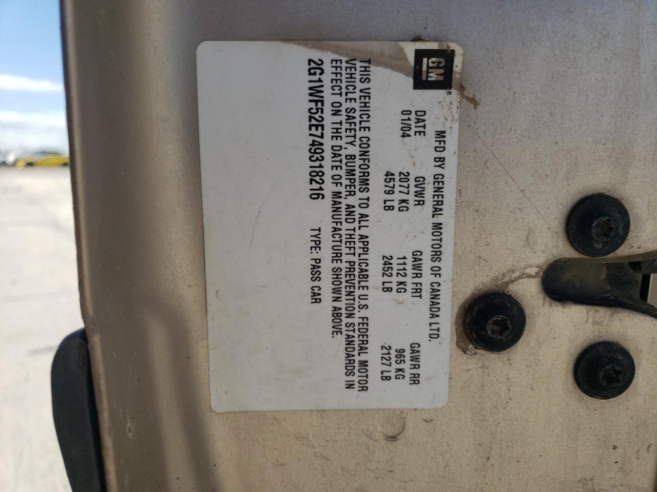 2G1WF52E749318216 2004 Chevrolet Impala