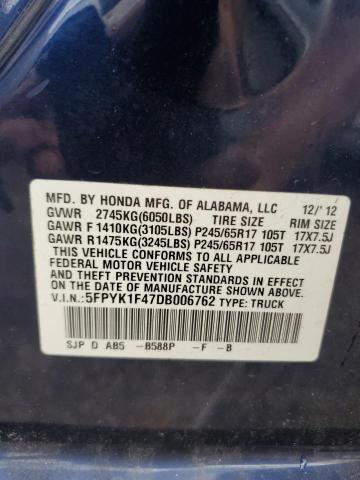 2013 Honda Ridgeline Rts VIN: 5FPYK1F47DB006762 Lot: 59577014