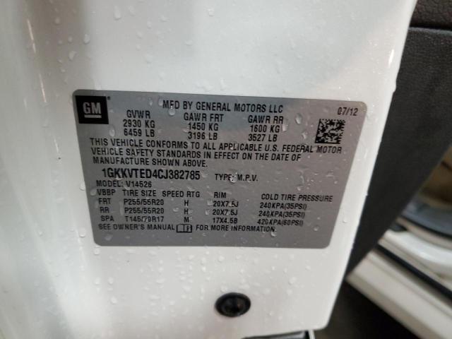 2012 GMC Acadia Denali VIN: 1GKKVTED4CJ382785 Lot: 59057864