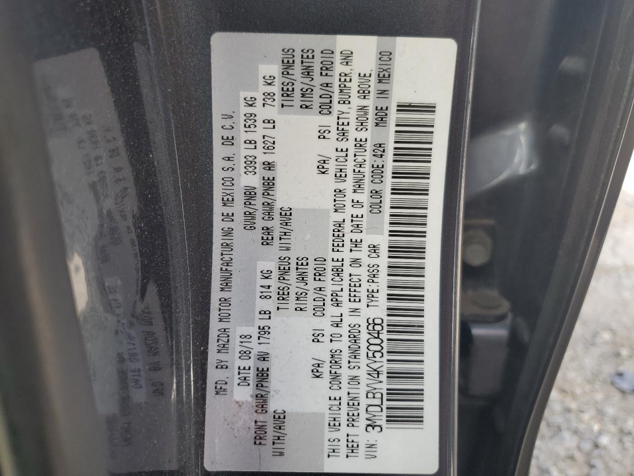 3MYDLBYV4KY500466 2019 Toyota Yaris L