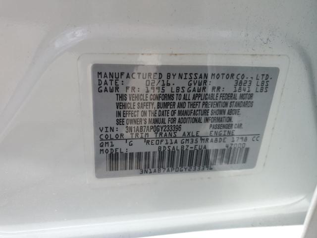 2016 Nissan Sentra S VIN: 3N1AB7AP0GY233396 Lot: 59719754