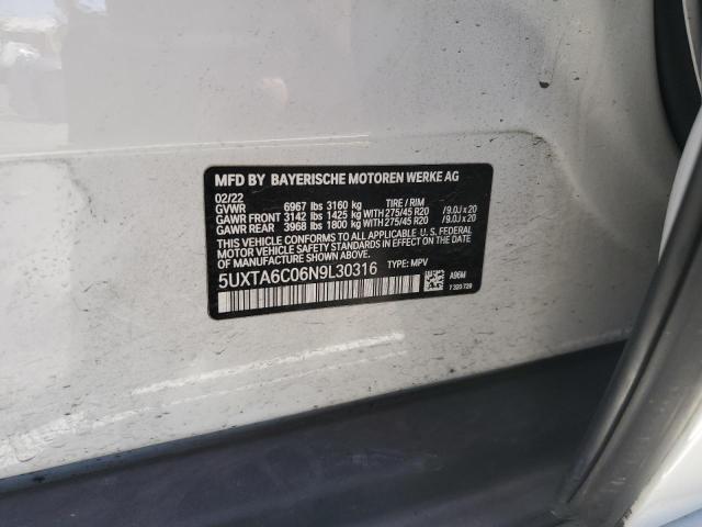 2022 BMW X5 xDrive45E VIN: 5UXTA6C06N9L30316 Lot: 59703854