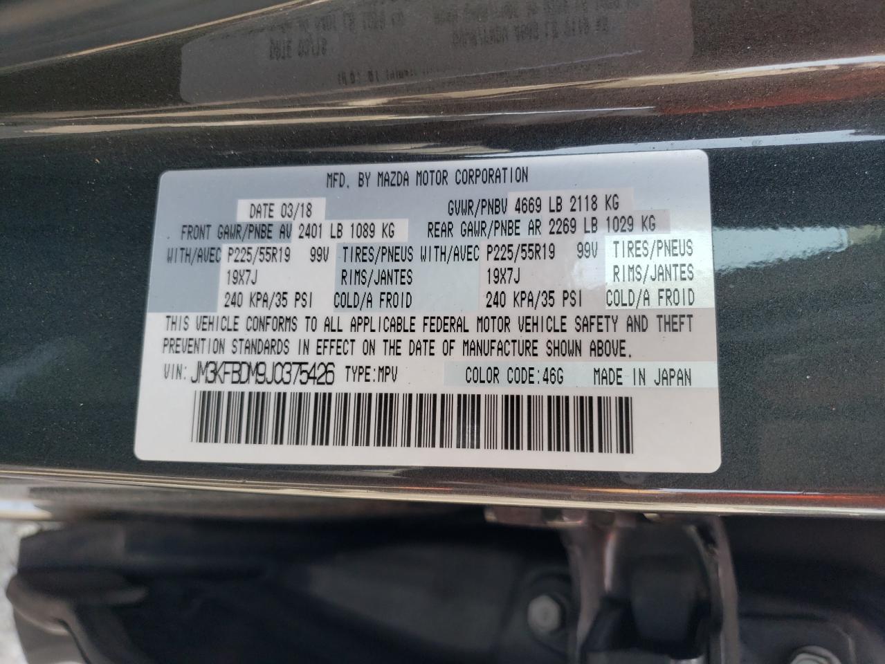 JM3KFBDM9J0375426 2018 Mazda Cx-5 Grand Touring